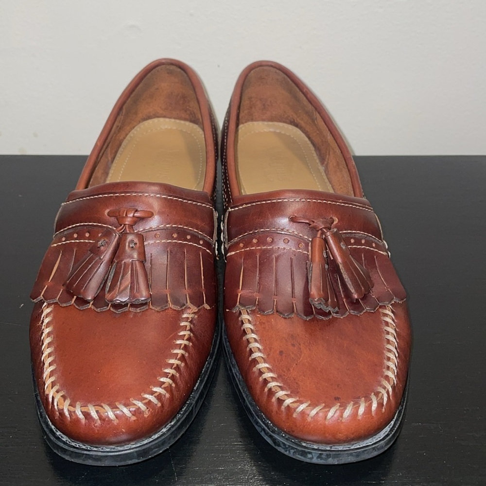 Anthropologie Bass Weejuns Brown Leather Tassel Loafers Comfort Shoes Size‎ 9 D